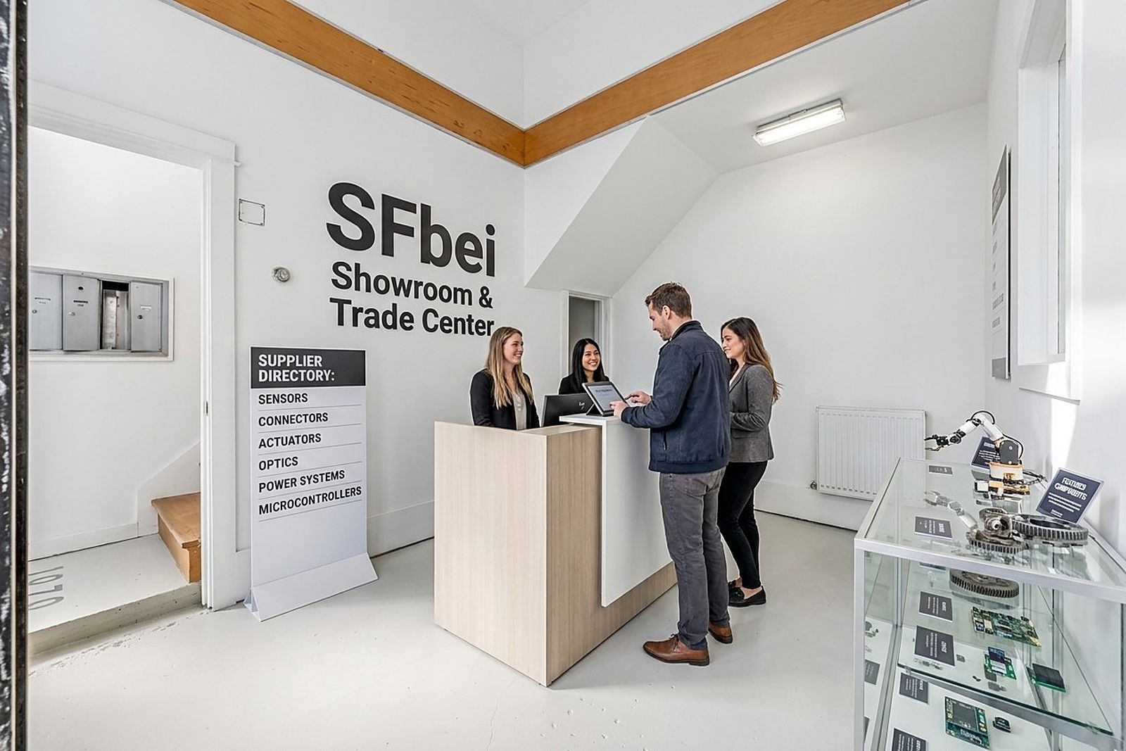 The SFbei reception desk and supplier directory