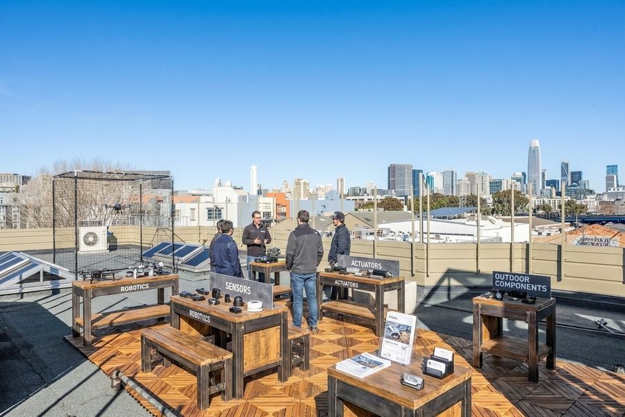 Outdoor component displays on the roof terrace